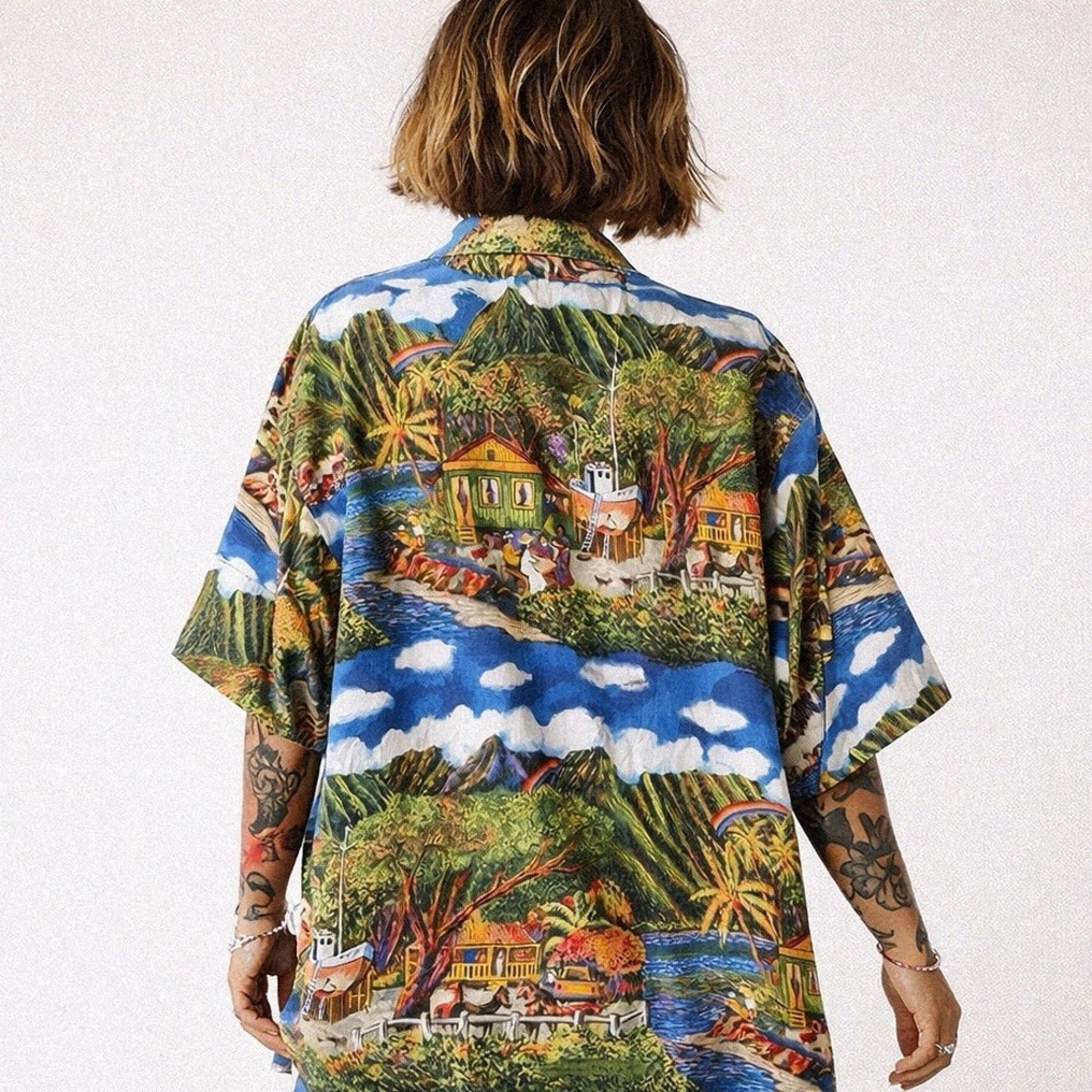 Reyn Spooner Jimmy Buffett Shirt Mens XL Hawaiian Scenic Village Aloha Camp
